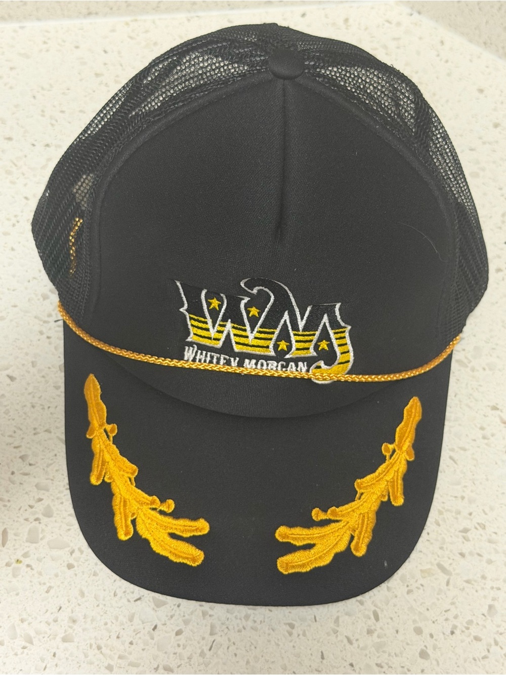 & Other Stories Black Trucker Cap with Gold Embroidery